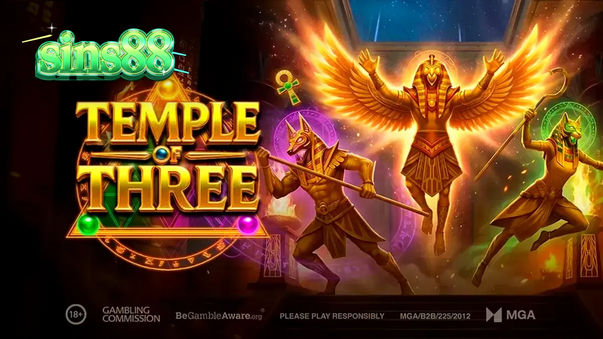 Tampilan visual slot Temple of Three dengan nuansa Mesir kuno